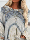 Marbling Print Crew Neck Long Sleeves Sweatshirt