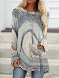 Marbling Print Crew Neck Long Sleeves Sweatshirt