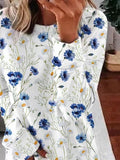 Floral Print Round Neck Long Sleeves Sweatshirt