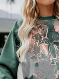 Marbling Print O-neck Long Sleeves Sweatshirt