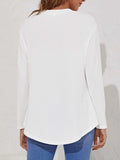 Solid Color O-neck Buttons Long Sleeves Sweatshirt