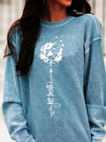 Dandelion Print Crew Neck Long Sleeves Sweatshirt