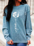 Dandelion Print Crew Neck Long Sleeves Sweatshirt