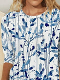 Leaf Print Crew Neck Casual Long Sleeves Sweatshirt