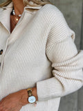 Solid Color Collared Buttons Long Sleeves Sweater