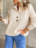 Solid Color Collared Buttons Long Sleeves Sweater