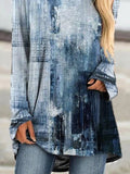 Tie-dye Print Boat Neck Casual Long Sleeves Sweatshirt
