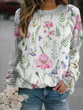 Floral Print Round Neck Long Sleeves Sweatshirt