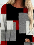 Color Block Casual Crew Neck Long Sleeves Sweatshirt
