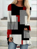 Color Block Casual Crew Neck Long Sleeves Sweatshirt