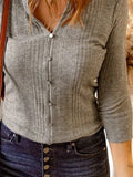 Solid Color Stand Collar Buttons Long Sleeves Sweatshirt