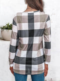 Plaid Print V-neck Long Sleeves Casual Sweatshirt