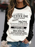 Letter Print Patchwork Crew Neck Long Sleeves Sweatshirt