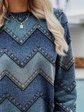 Geometric Print Round Neck Long Sleeves Sweatshirt