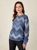 Geometric Print Round Neck Long Sleeves Sweatshirt