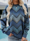 Geometric Print Round Neck Long Sleeves Sweatshirt