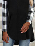 Plaid Patchwork V-neck Long Sleeves Sweatshirt