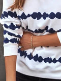 Stripe Print Round Neck Long Sleeves Sweatshirt