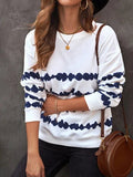 Stripe Print Round Neck Long Sleeves Sweatshirt