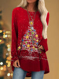 Christmas Tree Print Crew Neck Long Sleeves Sweatshirt