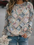 Crew Neck Loose Geometric Long Sleeves Sweatshirts