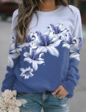 Casual Floral Ombre Raglan Sleeve Sweatshirts