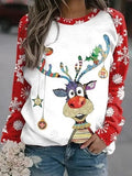 Christmas Reindeer Snowflake Print Long Sleeves Sweatshirt