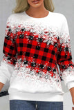 Snowflake Print Round Neck Long Sleeves Sweatshirt