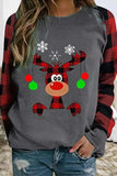 Christmas Cartoon Print Crew Neck Long Sleeves Sweatshirt