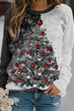 Christmas Tree Print Crew Neck Long Sleeves Sweatshirt