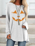 Halloween Scarecrow Face Print Long Sleeves Sweatshirt