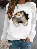 Casual Crew Neck Long Sleeve Printed Sweatshirt