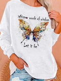 Butterfly Print Round Neck Long Sleeves Sweatshirt