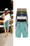 Plain with Pockets Sashes Holiday Loose Shorts