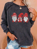 Cute Christmas Gnomes Print Long Sleeves Sweatshirt