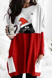 Cat Wear Christmas Hat Print Long Sleeves Sweatshirt