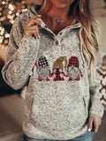 Christmas Gnomes Print Hooded Long Sleeves Sweatshirt