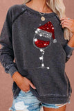 Christmas Wine Glass Print Long Sleeves Sweatshirt