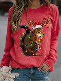 Animal Print Casual Loose Crew Neck Sweatshirt